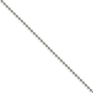 2mm Titanium Polished Ball Chain Necklace, 24 Inch